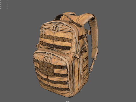 Game-Ready Tactical Military Backpack with 4K PBR Textures MOLLE System Model 3D