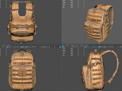 Game-Ready Tactical Military Backpack with 4K PBR Textures MOLLE System Model 3D