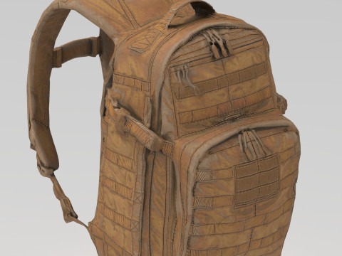 Game-Ready Tactical Military Backpack with 4K PBR Textures MOLLE System Model 3D