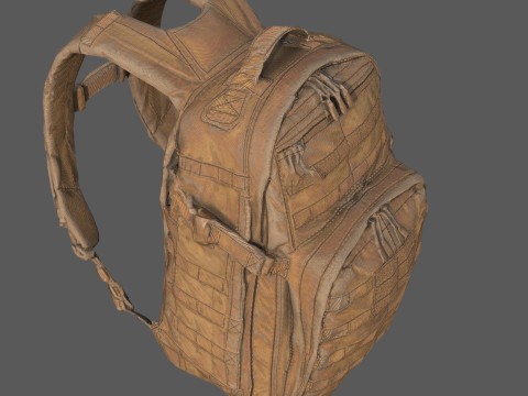 Game-Ready Tactical Military Backpack with 4K PBR Textures MOLLE System Model 3D