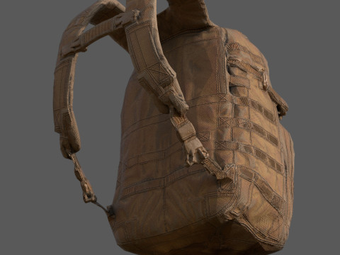 Game-Ready Tactical Military Backpack with 4K PBR Textures MOLLE System Model 3D