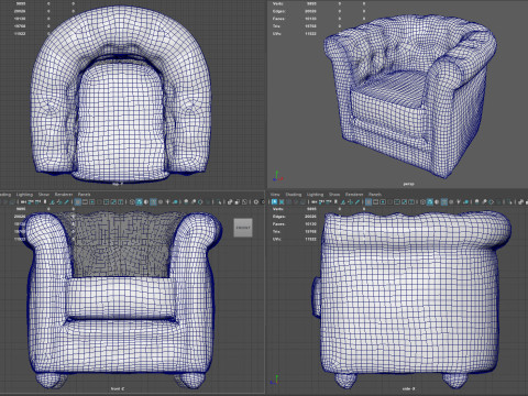 Luxury Distressed Brown Leather Chesterfield Armchair Realistic 4K PBR Textures Game 3D Model