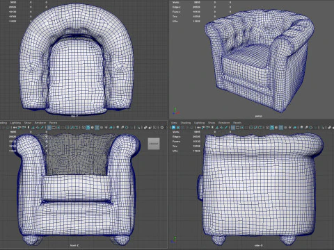 Luxury Distressed Brown Leather Chesterfield Armchair Realistic 4K PBR Textures Game 3D Model