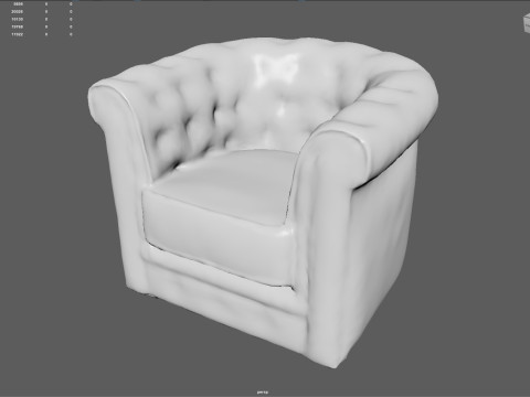 Luxury Distressed Brown Leather Chesterfield Armchair Realistic 4K PBR Textures Game 3D Model