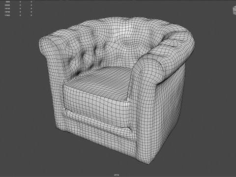 Luxury Distressed Brown Leather Chesterfield Armchair Realistic 4K PBR Textures Game 3D Model