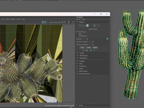 Desert Sentinel Реалистичный низкополигональный Кактус 4K PBR Готовая игра 3D Модель
