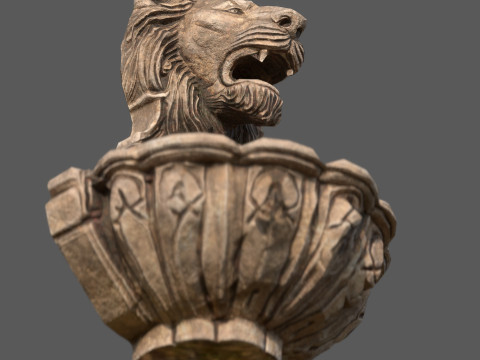 Lions Fountain Majesty Realistic Lion Head Wall Fountain 4K PBR Game Ready Unreal Modèle 3D