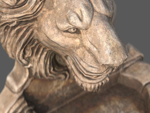 Lions Fountain Majesty Realistic Lion Head Wall Fountain 4K PBR Game Ready Unreal Modèle 3D