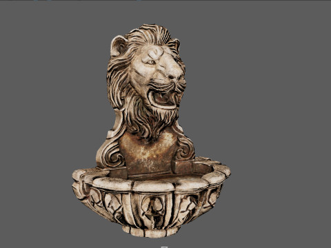 Lions Fountain Majesty Realistic Lion Head Wall Fountain 4K PBR Game Ready Unreal Modèle 3D