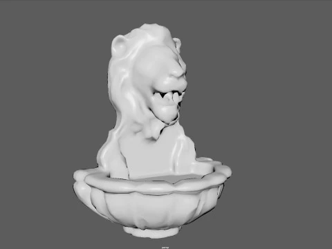 Fonte do Le&atilde;o Majestade Realista Cabe&ccedil;a de Le&atilde;o Fonte de Parede 4K PBR Jogo Pronto Unreal Modelo 3D