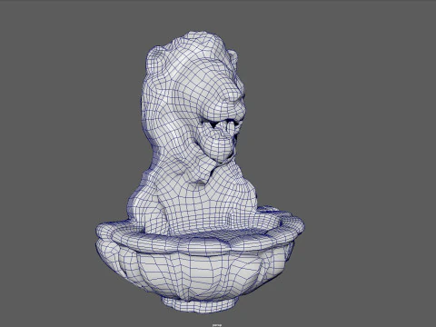 Fonte do Le&atilde;o Majestade Realista Cabe&ccedil;a de Le&atilde;o Fonte de Parede 4K PBR Jogo Pronto Unreal Modelo 3D