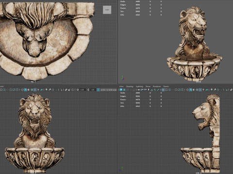 Lions Fountain Majesty Realistic Lion Head Wall Fountain 4K PBR Game Ready Unreal Modèle 3D