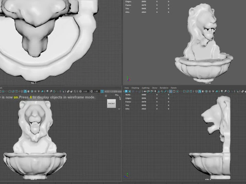 Fonte do Le&atilde;o Majestade Realista Cabe&ccedil;a de Le&atilde;o Fonte de Parede 4K PBR Jogo Pronto Unreal Modelo 3D