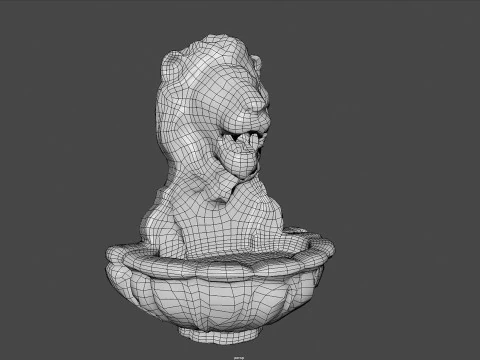 Fonte do Le&atilde;o Majestade Realista Cabe&ccedil;a de Le&atilde;o Fonte de Parede 4K PBR Jogo Pronto Unreal Modelo 3D