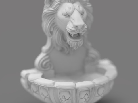 Lions Fountain Majesty Detailed Lion Head Wall Fountain STL 3D print mode 3D Baskı Modeli