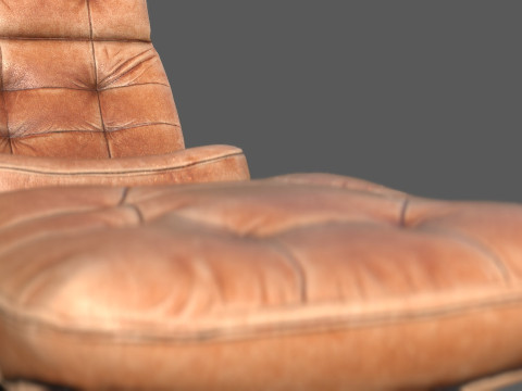 Elysium Luxe Drehbarer Lounge-Ottomane Low Poly Game Ready PBR 4K-Texturen Realistische Innenausstattung 3D Modell