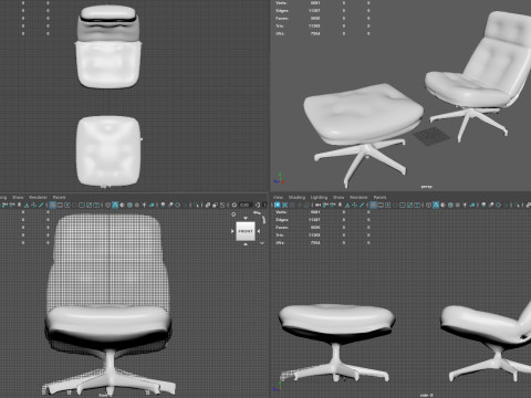 Elysium Luxe Salotto girevole Ottomano Low Poly Game Ready PBR 4K Textures Interni realistici Fu Modello 3D