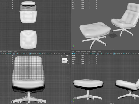 Elysium Luxe Salotto girevole Ottomano Low Poly Game Ready PBR 4K Textures Interni realistici Fu Modello 3D