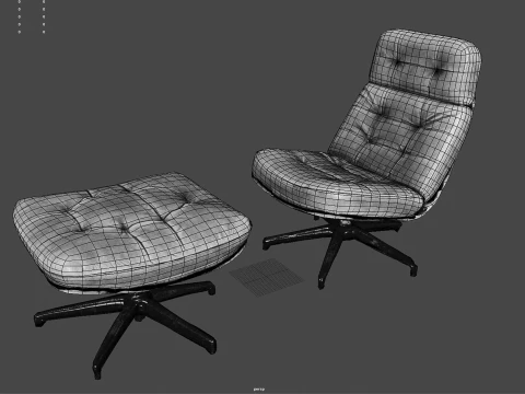 Elysium Luxe Salotto girevole Ottomano Low Poly Game Ready PBR 4K Textures Interni realistici Fu Modello 3D