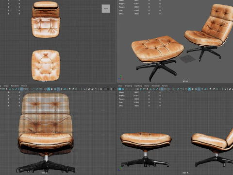 Elysium Luxe Salotto girevole Ottomano Low Poly Game Ready PBR 4K Textures Interni realistici Fu Modello 3D