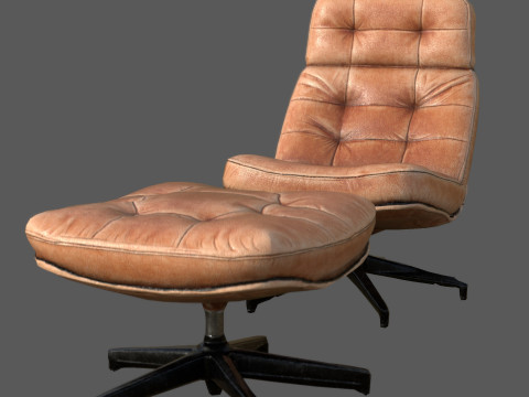 Elysium Luxe Salotto girevole Ottomano Low Poly Game Ready PBR 4K Textures Interni realistici Fu Modello 3D