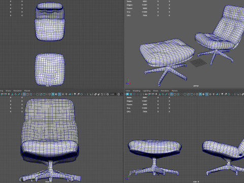 Elysium Luxe Salotto girevole Ottomano Low Poly Game Ready PBR 4K Textures Interni realistici Fu Modello 3D