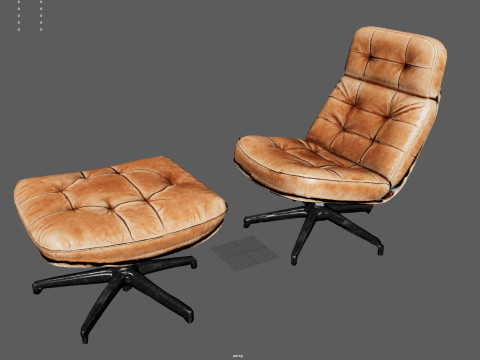 Elysium Luxe Salotto girevole Ottomano Low Poly Game Ready PBR 4K Textures Interni realistici Fu Modello 3D