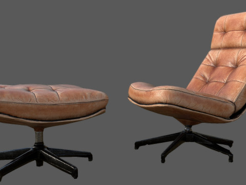 Elysium Luxe Salotto girevole Ottomano Low Poly Game Ready PBR 4K Textures Interni realistici Fu Modello 3D