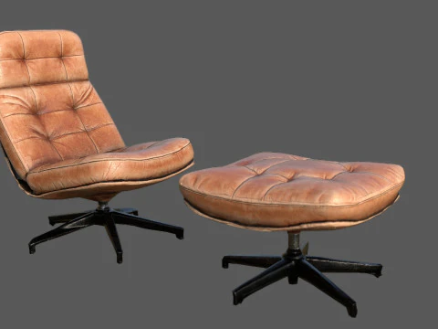 Elysium Luxe Salotto girevole Ottomano Low Poly Game Ready PBR 4K Textures Interni realistici Fu Modello 3D