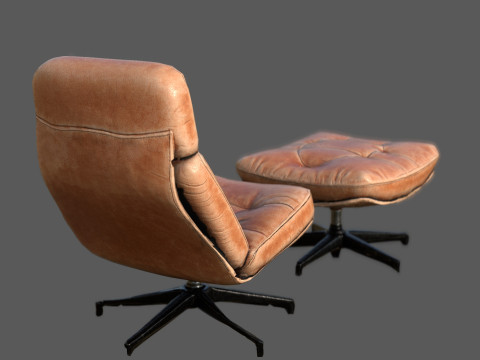 Elysium Luxe Salotto girevole Ottomano Low Poly Game Ready PBR 4K Textures Interni realistici Fu Modello 3D