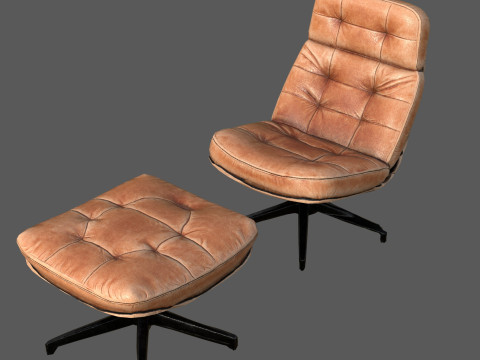 Elysium Luxe Salotto girevole Ottomano Low Poly Game Ready PBR 4K Textures Interni realistici Fu Modello 3D