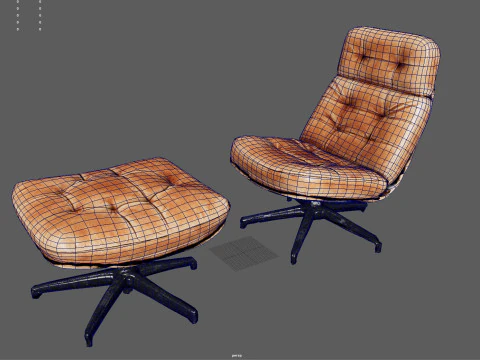 Elysium Luxe Salotto girevole Ottomano Low Poly Game Ready PBR 4K Textures Interni realistici Fu Modello 3D