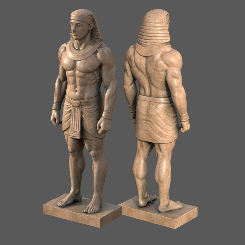 Farao-sculptuur AAA Low-Poly Game-Ready Model PBR Low-poly 3D Model .c4d .max .obj .3ds .fbx .stl .blend 