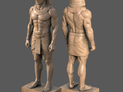 Escultura de faraón AAA Low-Poly Modelo listo para el juego PBR Low-poly Modelo 3D