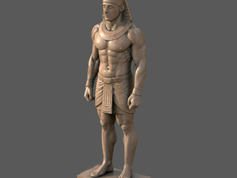 Farao-sculptuur AAA Low-Poly Game-Ready Model PBR Low-poly 3D Model
