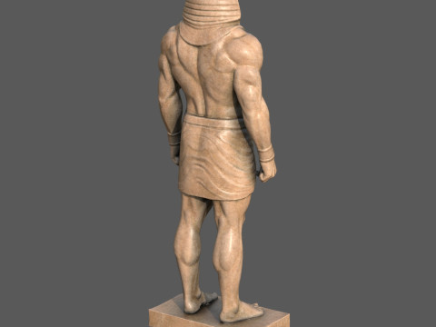 Farao-sculptuur AAA Low-Poly Game-Ready Model PBR Low-poly 3D Model