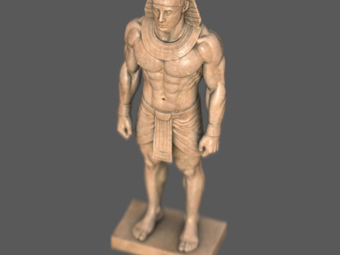 Farao-sculptuur AAA Low-Poly Game-Ready Model PBR Low-poly 3D Model