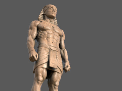 Farao-sculptuur AAA Low-Poly Game-Ready Model PBR Low-poly 3D Model