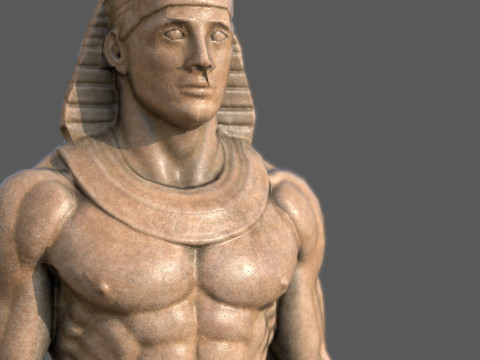 Farao-sculptuur AAA Low-Poly Game-Ready Model PBR Low-poly 3D Model