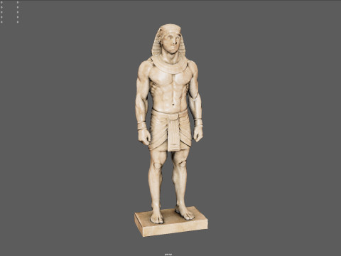 Farao-sculptuur AAA Low-Poly Game-Ready Model PBR Low-poly 3D Model