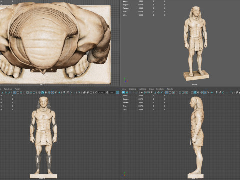 Farao-sculptuur AAA Low-Poly Game-Ready Model PBR Low-poly 3D Model