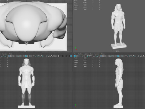 Farao-sculptuur AAA Low-Poly Game-Ready Model PBR Low-poly 3D Model