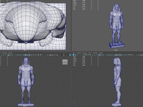 Farao-sculptuur AAA Low-Poly Game-Ready Model PBR Low-poly 3D Model