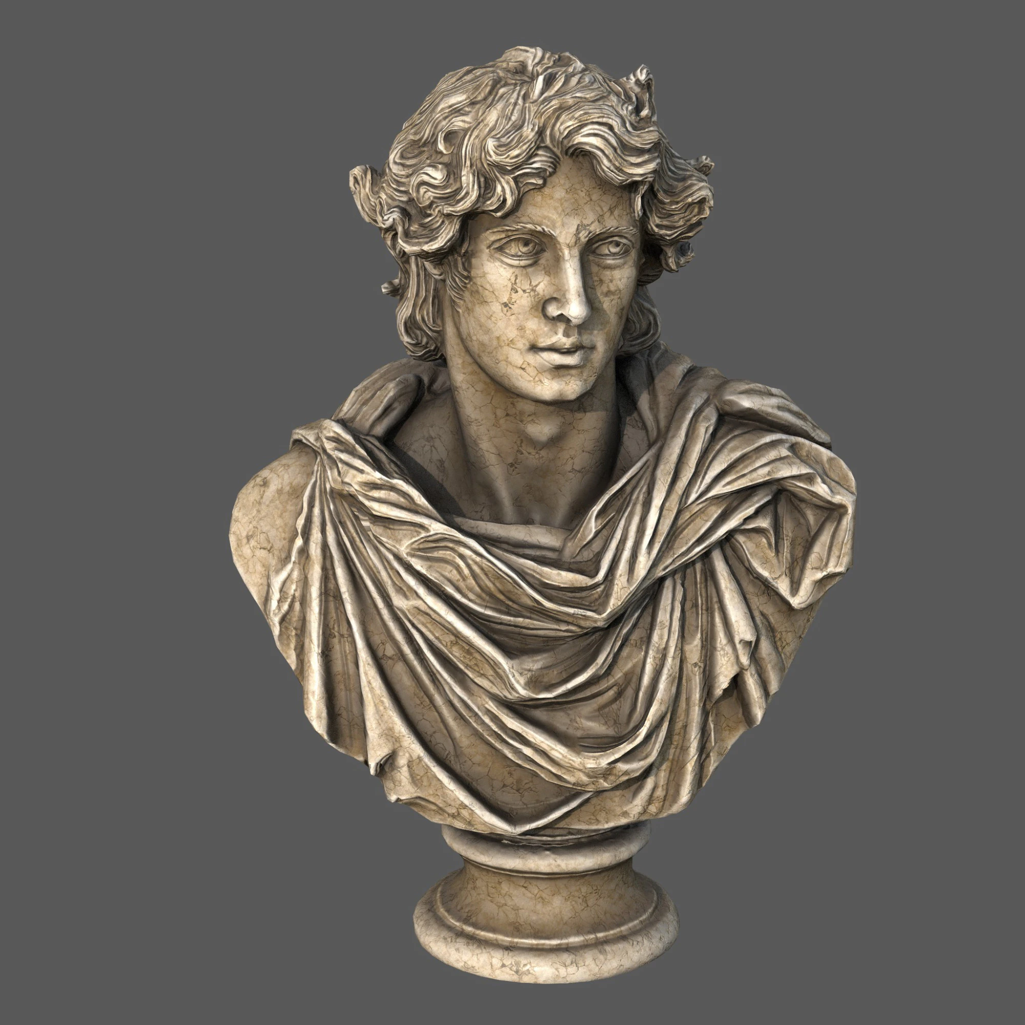 古典的なギリシャの大理石のバスト ローポリ ゲーム対応 ローポリ 3Dモデル .c4d .max .obj .3ds .fbx .stl .blend