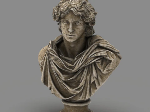 古典的なギリシャの大理石のバスト ローポリ ゲーム対応 ローポリ 3Dモデル