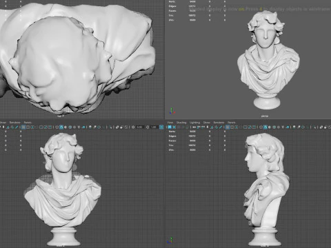 古典的なギリシャの大理石のバスト ローポリ ゲーム対応 ローポリ 3Dモデル