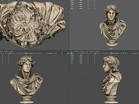 古典的なギリシャの大理石のバスト ローポリ ゲーム対応 ローポリ 3Dモデル