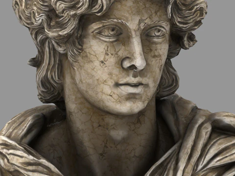 古典的なギリシャの大理石のバスト ローポリ ゲーム対応 ローポリ 3Dモデル