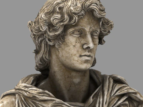 古典的なギリシャの大理石のバスト ローポリ ゲーム対応 ローポリ 3Dモデル