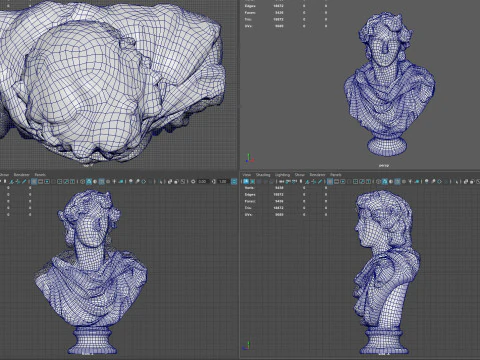 古典的なギリシャの大理石のバスト ローポリ ゲーム対応 ローポリ 3Dモデル